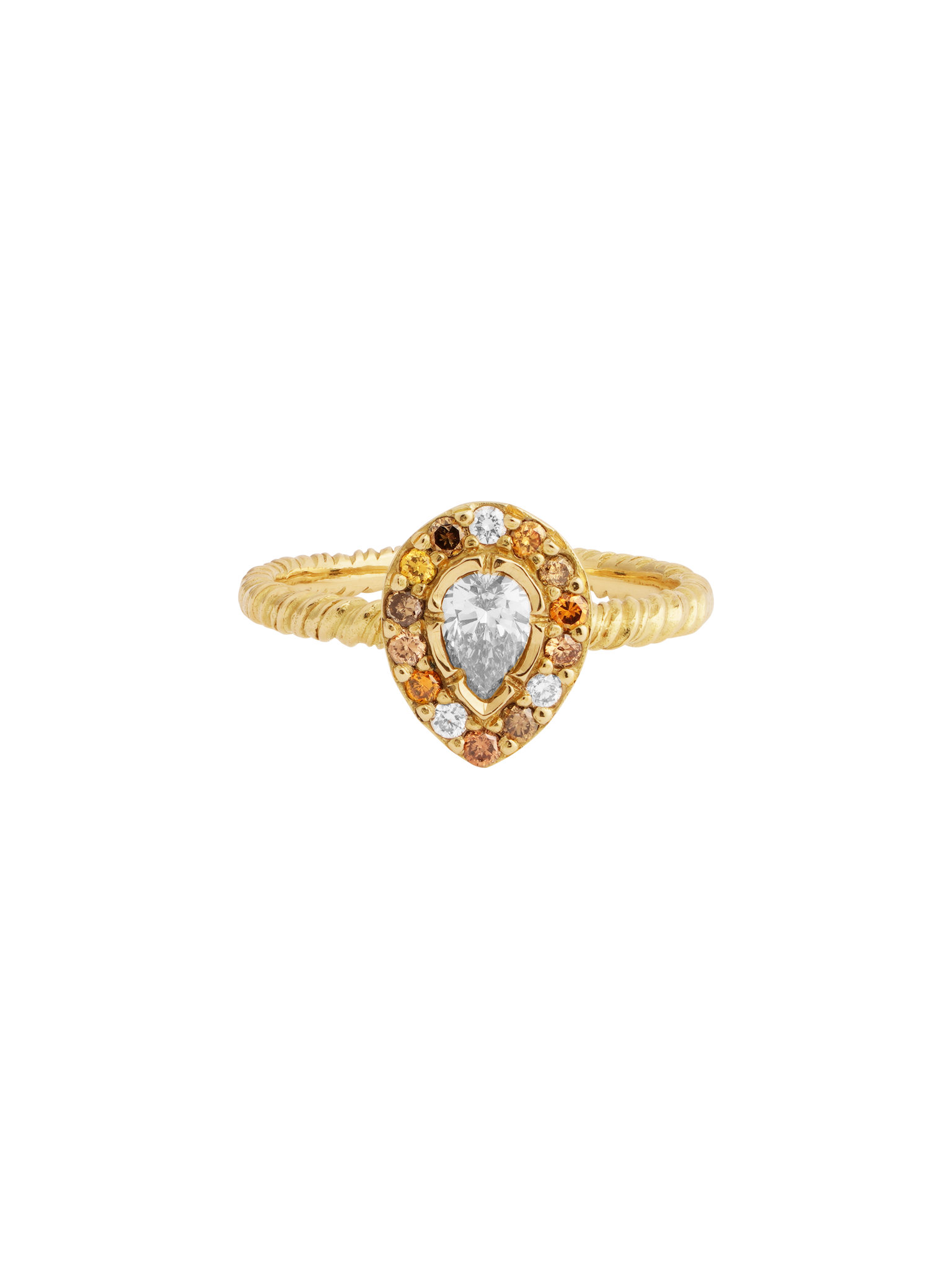 Pear diamond halo engagement ring